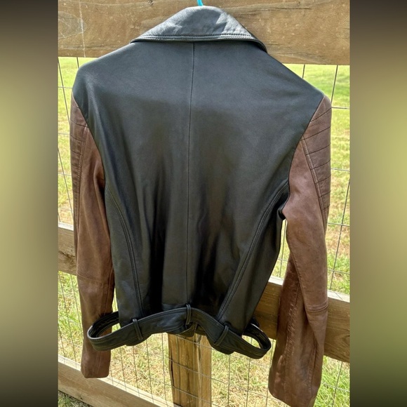 Lucky Brand Core Moto Two Color Soft Lamb Leather Jacket size S - Picture 5 of 12